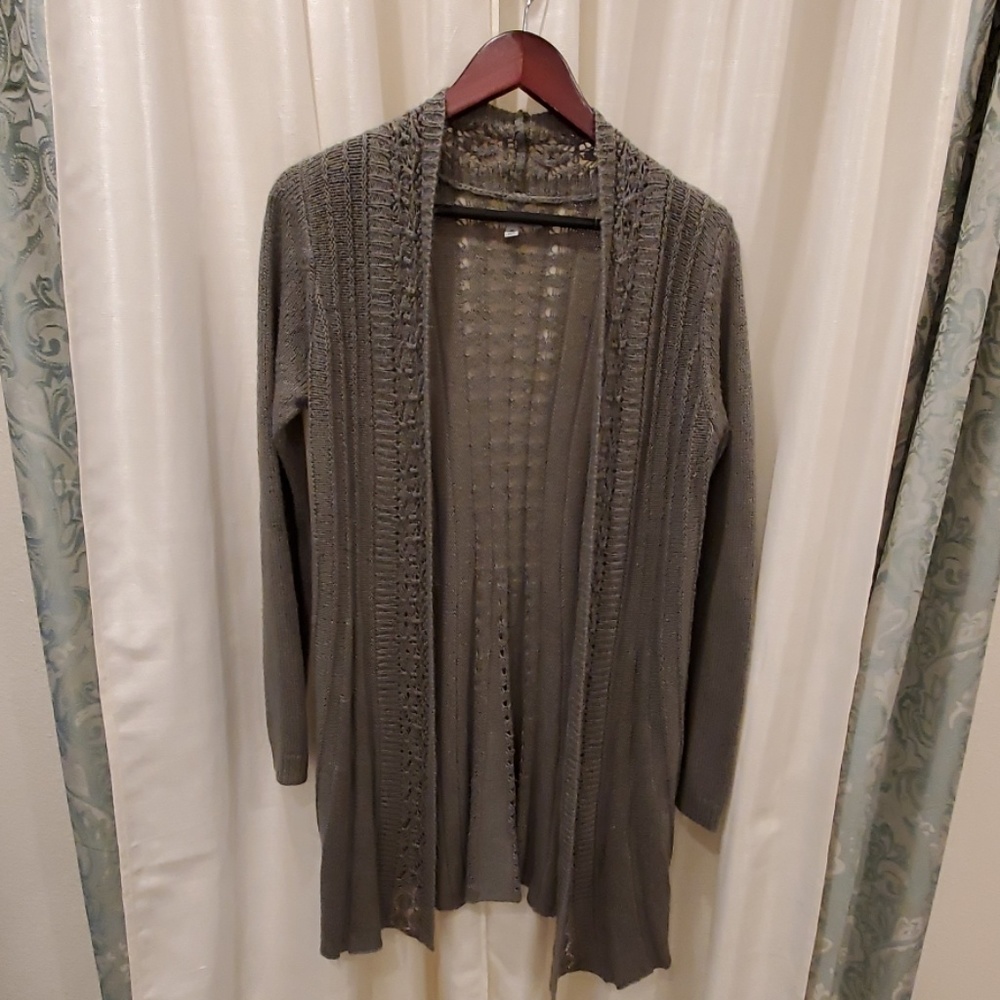 Olivia Sky Grey Mid-Length Duster Sweater